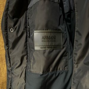 ARMANI COLLEZIONI Water Repellent Coat, Utility Jacket Raincoat Hood, Size 42